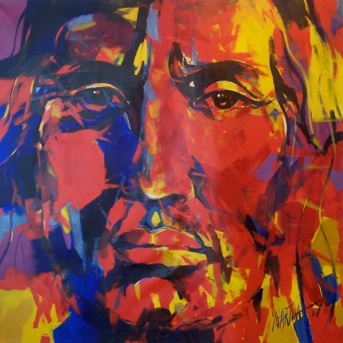 native-portrait-art-painting-disembodied-spirit-by-paul-ygartua-acrylic-on-canvas-colourful-485×485